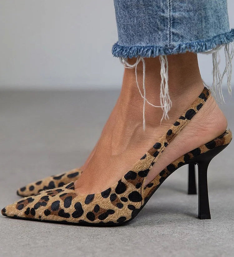 Clara pantofi slingback leopard
