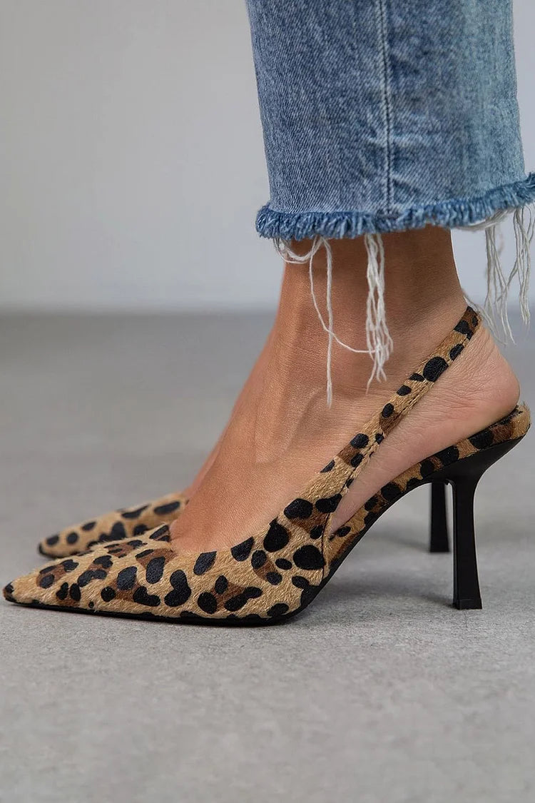 Clara pantofi slingback leopard
