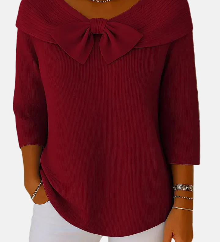Polly | Pulover elegant tricotat cu fundă