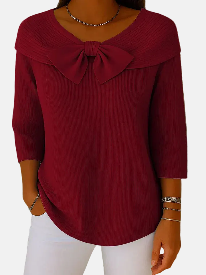Polly | Pulover elegant tricotat cu fundă