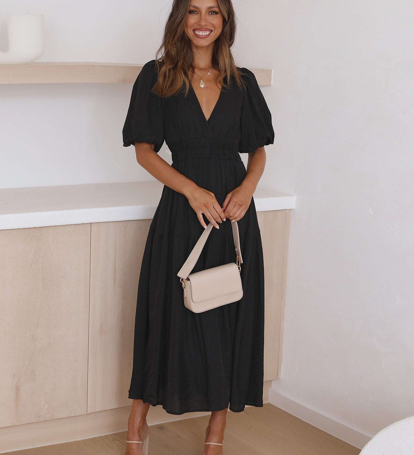 Rochie cu mâneci bufante