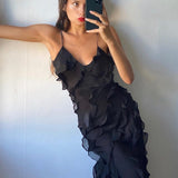 Rochie maxi cu volane