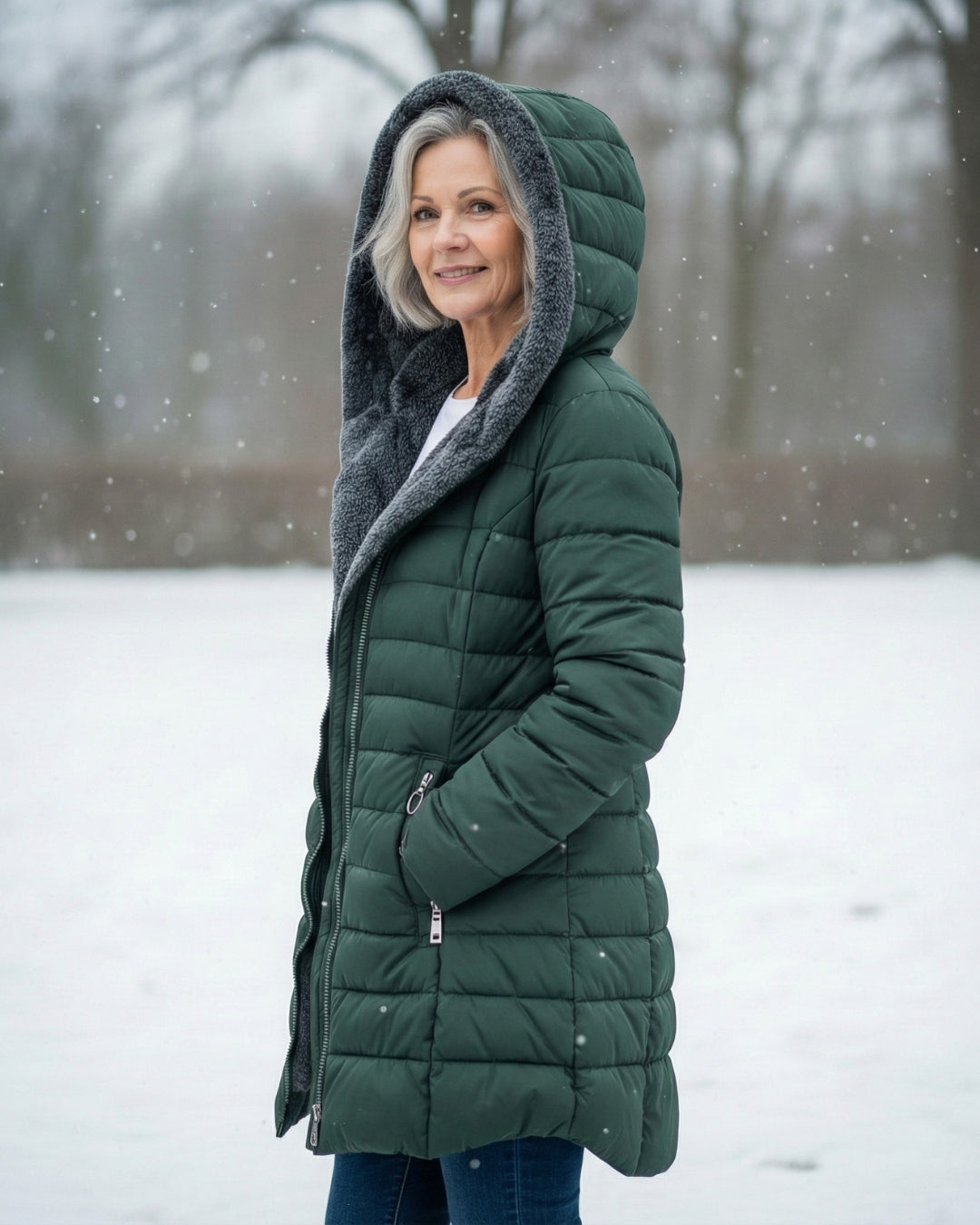 Palton puffer cu fleece