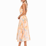 Doina | Rochie halter cu imprimeu acuarelă