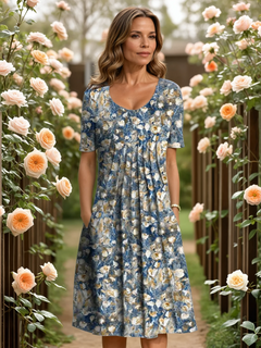 Albastru deschis floral