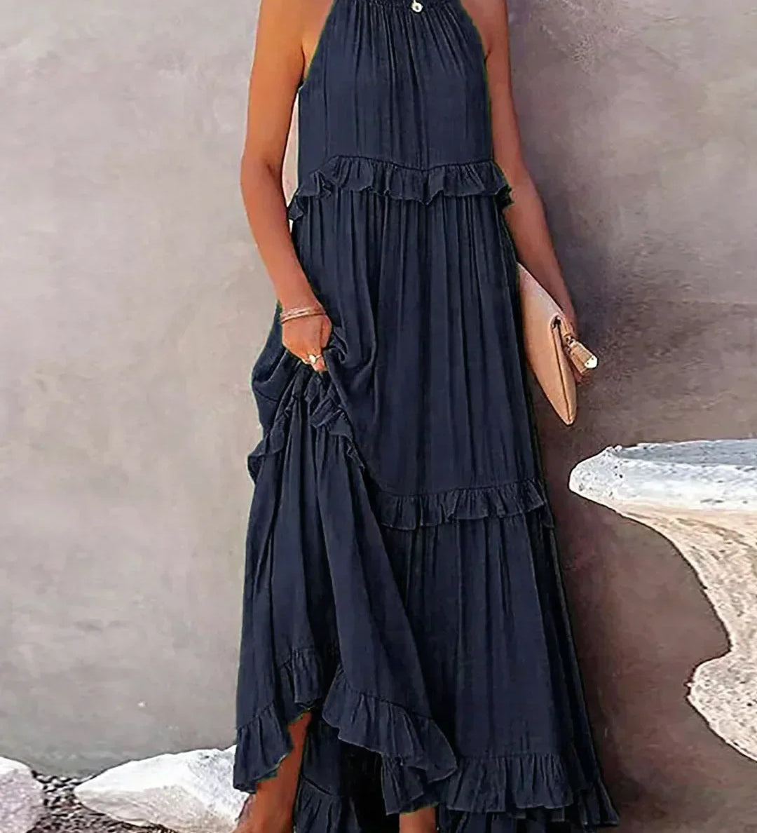 Rochie halter cu volane