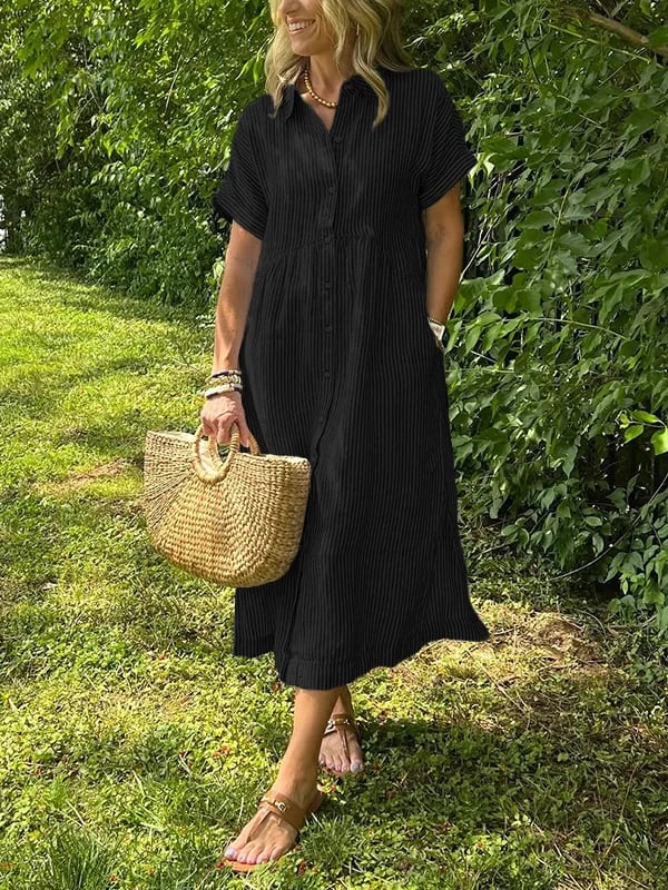 Angela | Rochie tip cămașă cu dungi