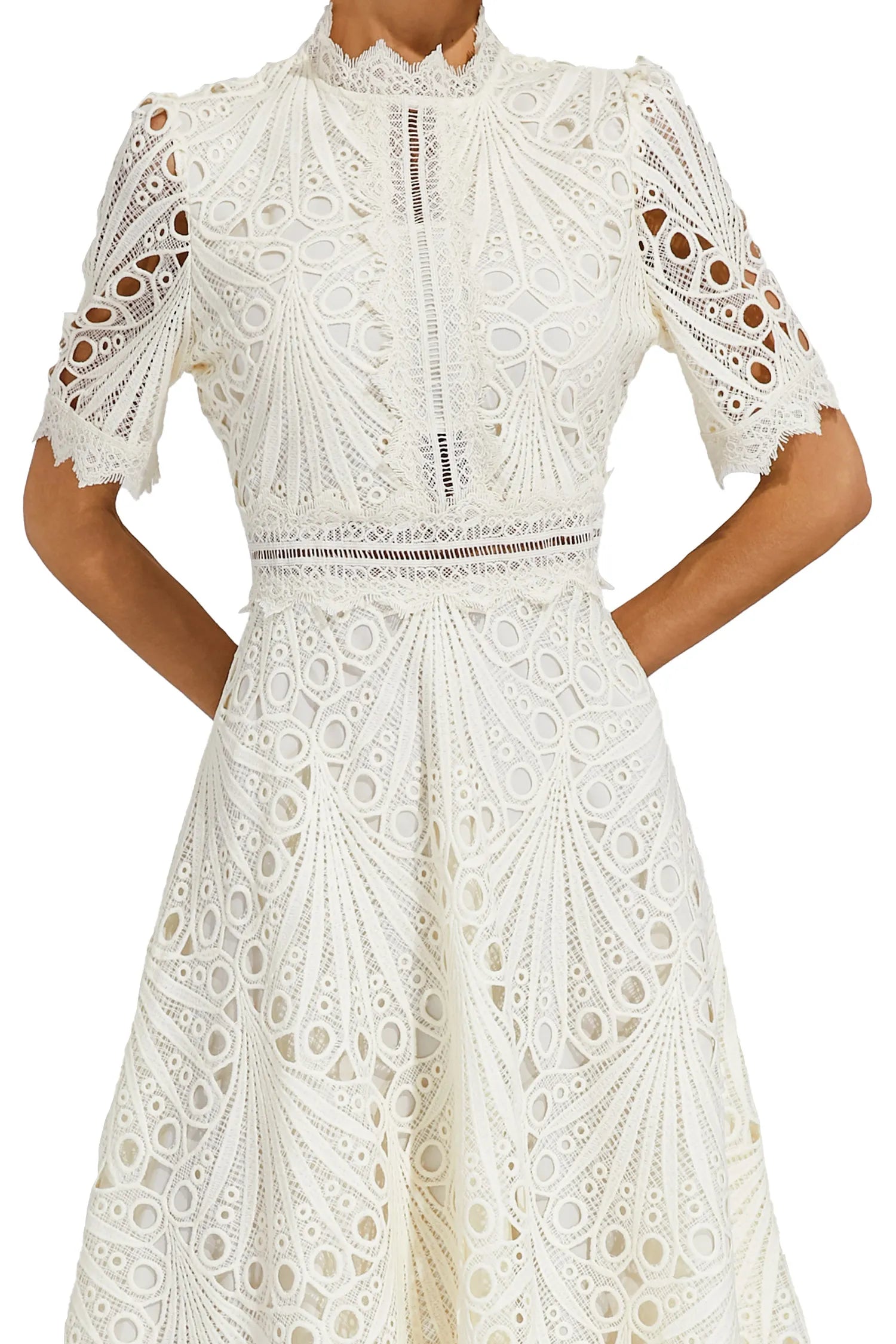 Hallie | Rochie midi din dantelă