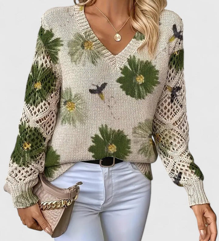 Beatrice | Pulover floral tricotat