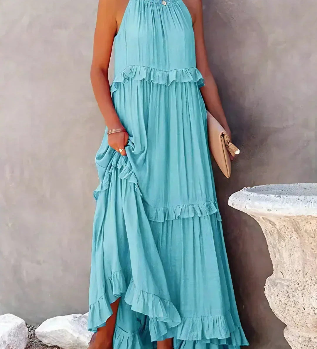 Rochie halter cu volane
