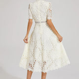 Hallie | Rochie midi din dantelă