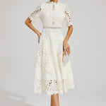 Hallie | Rochie midi din dantelă