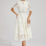 Hallie | Rochie midi din dantelă