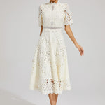Hallie | Rochie midi din dantelă