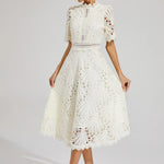 Hallie | Rochie midi din dantelă