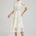 Hallie | Rochie midi din dantelă