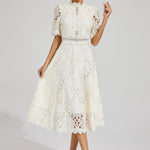 Hallie | Rochie midi din dantelă