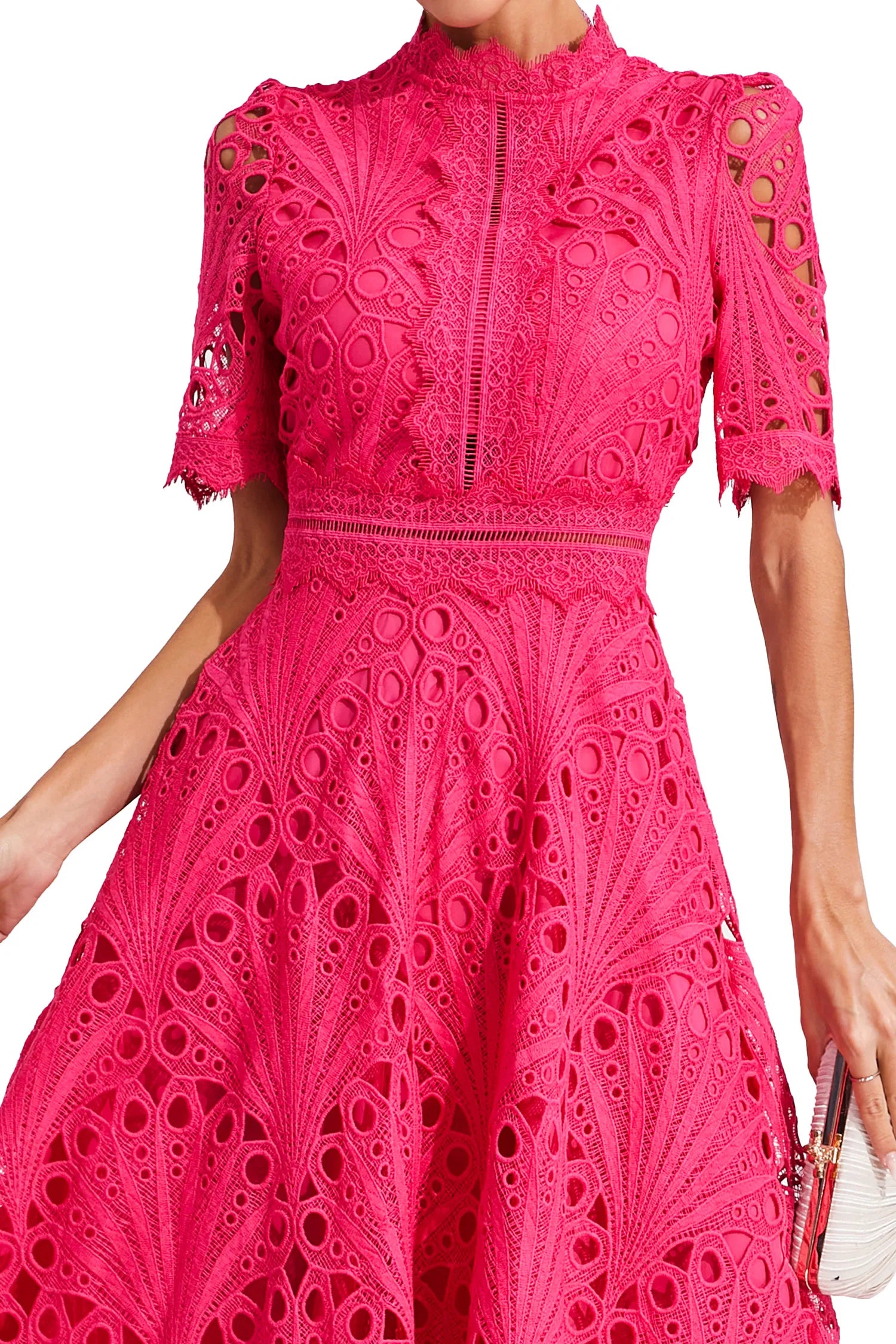 Hallie | Rochie midi din dantelă