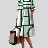 Rochie midi cu imprimeu geometric
