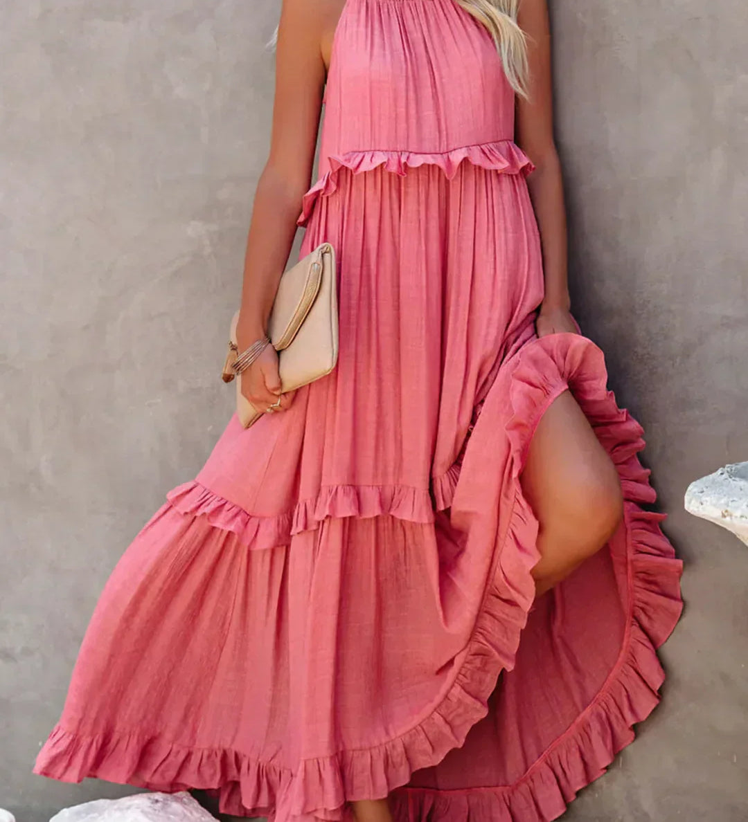 Rochie halter cu volane