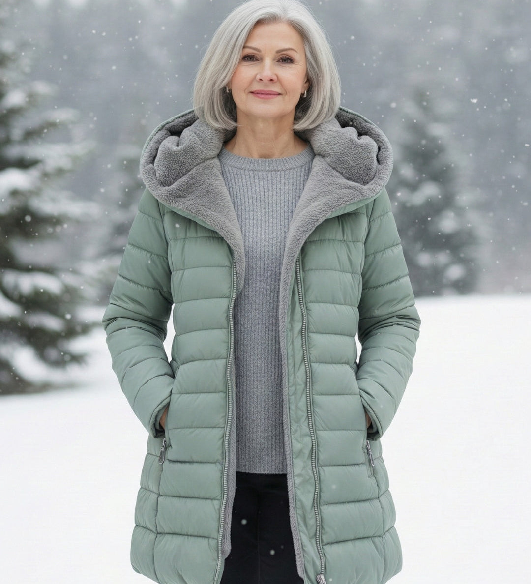 Palton puffer cu fleece