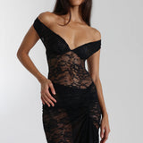Miran | Rochie maxi din dantelă