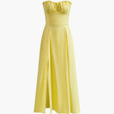 Loisa | Rochie midi corset, galben lămâie