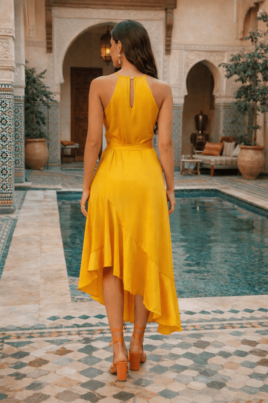 Bianca | Rochie midi asimetrică cu volan