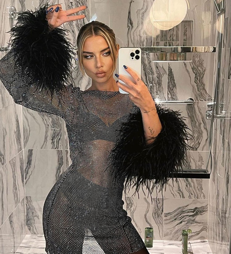 Brienne | Rochie mini metalizată cu manșete