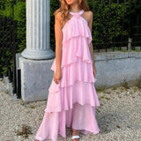 Rochie maxi cu decolteu halter
