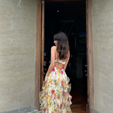 Rochie maxi din șifon floral