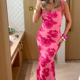 Rochie florală cu bretele cu nod