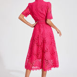 Hallie | Rochie midi din dantelă