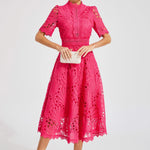 Hallie | Rochie midi din dantelă