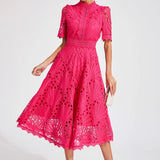 Hallie | Rochie midi din dantelă