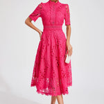 Hallie | Rochie midi din dantelă