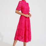 Hallie | Rochie midi din dantelă