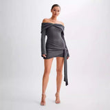Sidony | Rochie mini tricotată cu nod