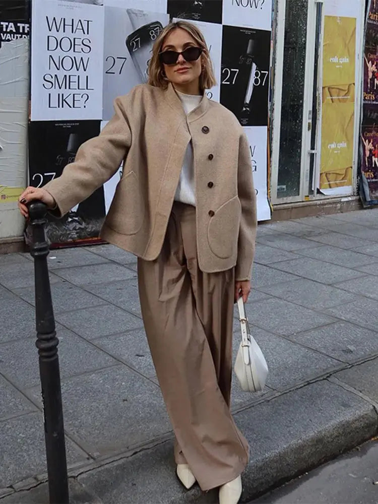 Palton oversized din lână