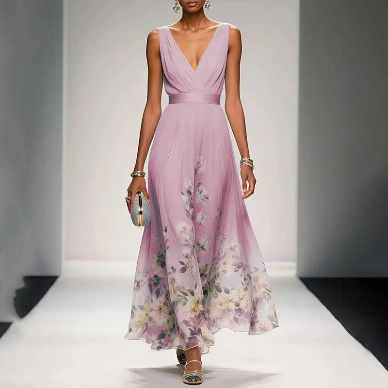 Rochie maxi fluidă cu imprimeu floral