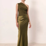 Sophia | Rochie maxi din satin cu un umăr gol