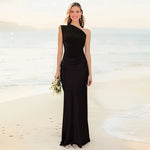 Sophia | Rochie maxi din satin cu un umăr gol