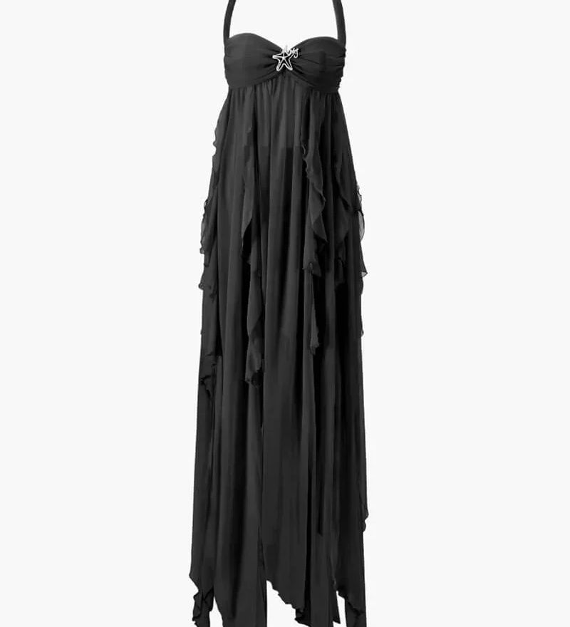 Rochie maxi cu volane