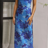 Rochie maxi florală fără mâneci