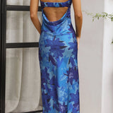 Rochie maxi florală fără mâneci