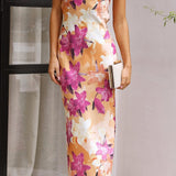 Rochie maxi florală fără mâneci