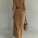 Aurelia Rochie elegantă din piele întoarsă