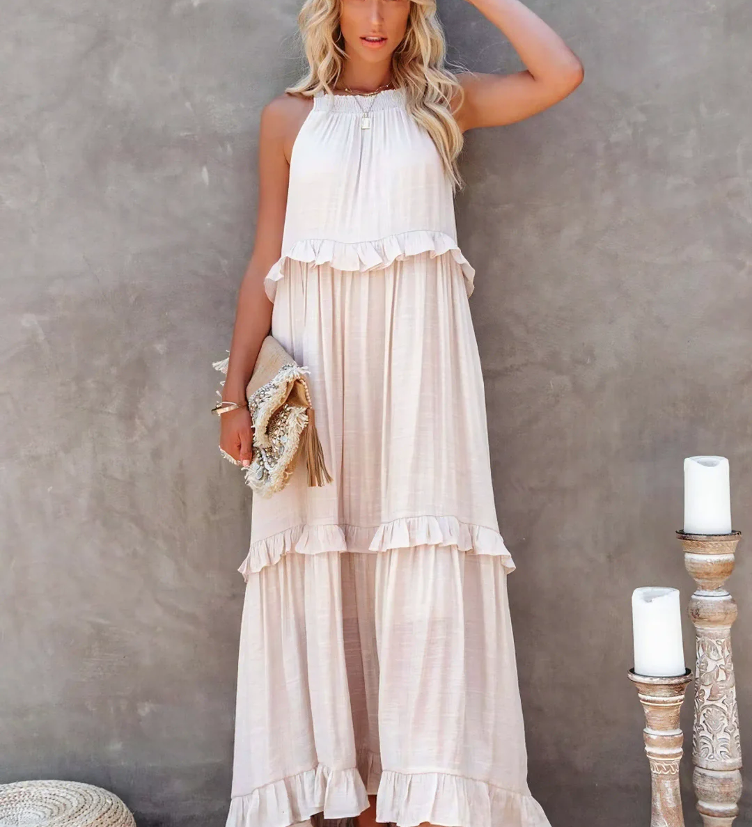 Megan | Elegant Ruffle Maxi Dress