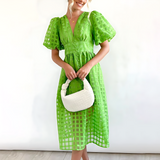 Rochie midi cu mâneci bufante