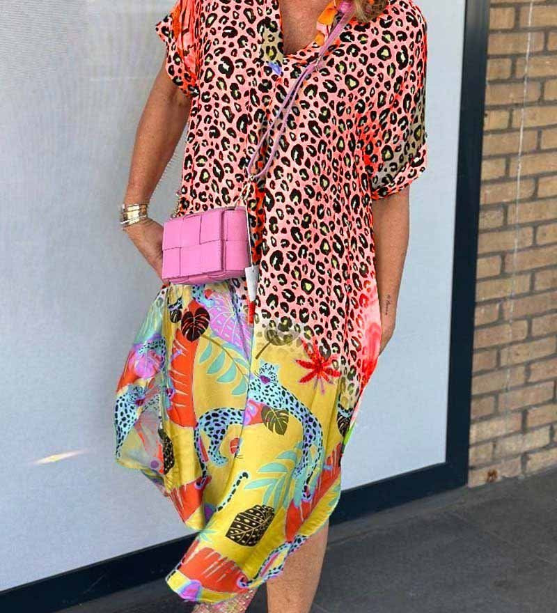 Rochie fluidă cu imprimeu leopard